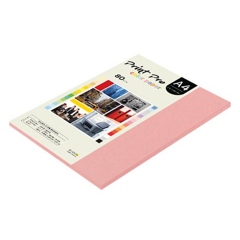 종이문화 프린트 프로 얇은 칼라복사지 No 24 핑크 80g, A4, 62개