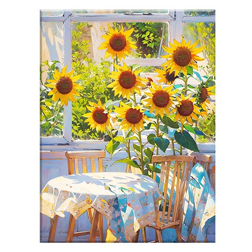 엔픽아트 캔버스형 보석십자수 40 x 50 cm, MK202 창가의 해바라기, 1개