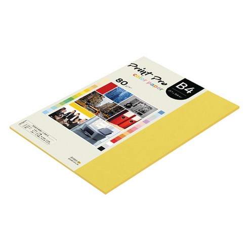 종이문화 프린트프로 얇은 칼라복사지 No 6 딥옐로우 80g, B4, 42개