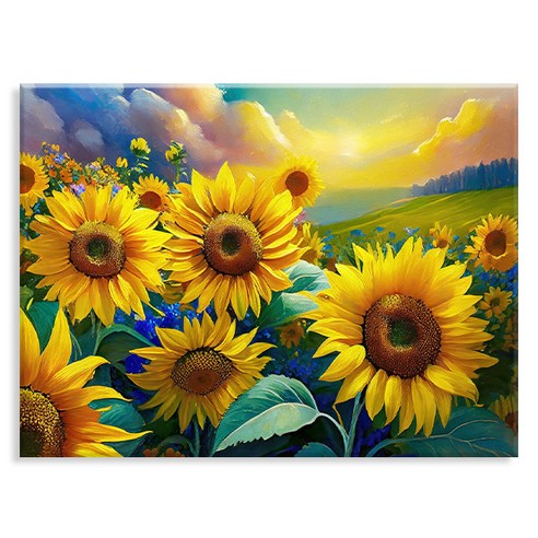 엔픽아트 캔버스형 보석십자수 40 x 50 cm, MK192 풍경 황금빛 해바라기 밭, 1개
