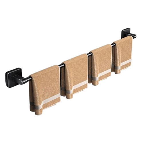 아필코 화장실 무타공 부착식 수건 걸이 욕실 거치대 70CM, 블랙, 1개