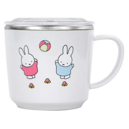 유아용 미피 논슬립 꼬마 뚜껑 스텐 손잡이컵, 혼합색상, 1개, 200ml