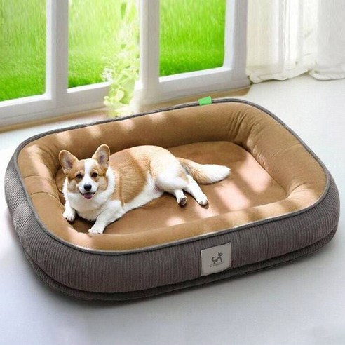 딩동펫 반려동물 딥슬립 타원형 방석 쿠션, 베이지, 1개