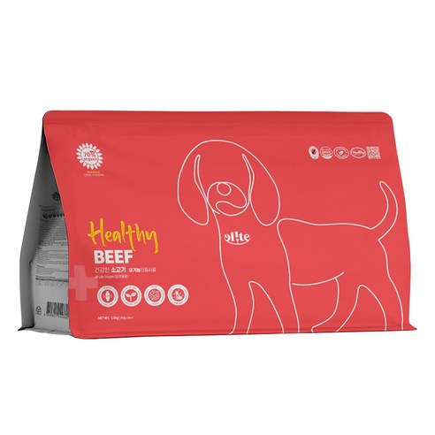 엘리트 전연령 강아지 헬씨 레드 유기농 건식사료, 소, 1.6kg, 1개