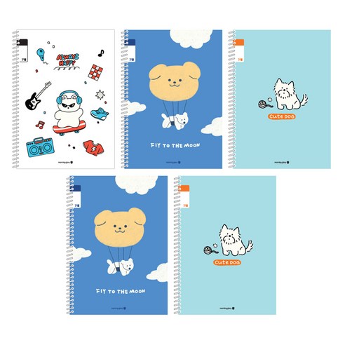 모닝글로리 채움노트 초등 스프링 노트 3-6 무제 21줄 3종 + 랜덤발송 2p 세트 A, 락스타고양이, 날아라강아지, 큐트독, 1세트