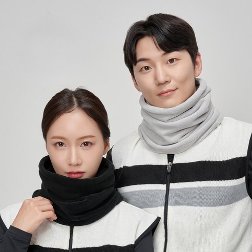 데슈어 프리미엄 방한 보온 넥워머, 블랙 + 라이트그레이, 2개