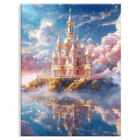 엔픽아트 캔버스형 보석십자수 DIY 세트 40 x 50 cm, MK174 풍경 핑크빛 구름과 환상적인 성, 1개