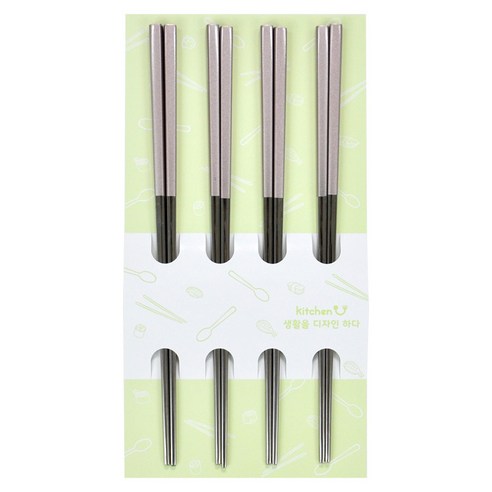 키친유 스텐 304 컬러 진공젓가락 23cm 4p, 핑크, 1개, 젓가락 4p