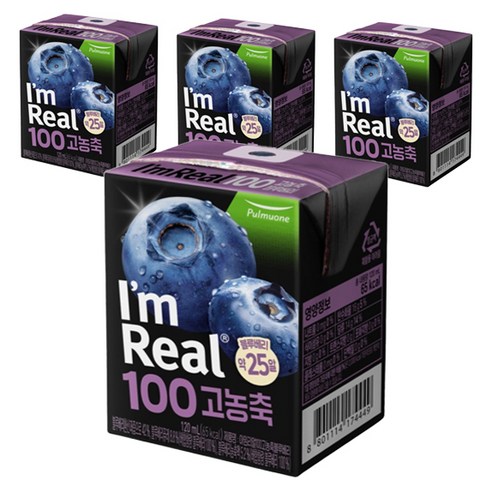 아임리얼 100 고농축 블루베리, 4개, 120ml
