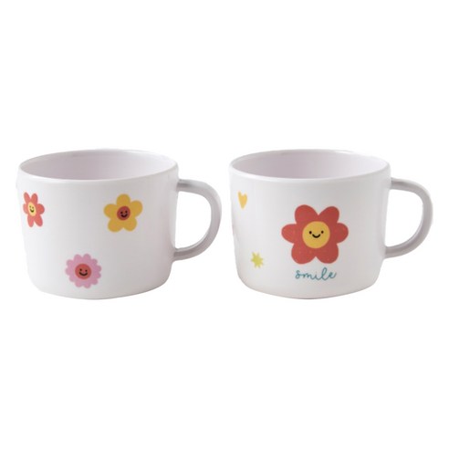 모던하우스 유아용 스마일하트 멜라민 머그컵 175ml 2종 세트, 혼합색상, 1세트
