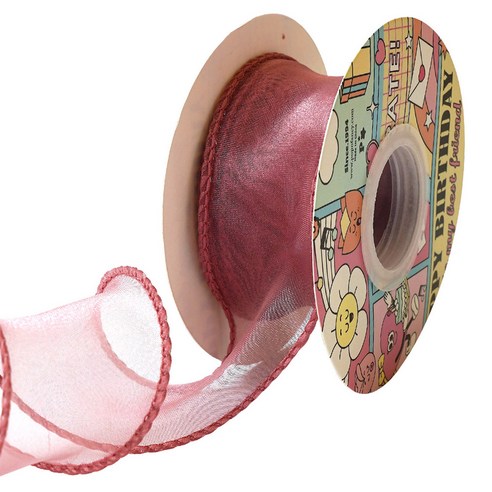 프리미엄 샤 쉬폰 오간디 리본 4cm, 드라이로즈, 1개, 9m
