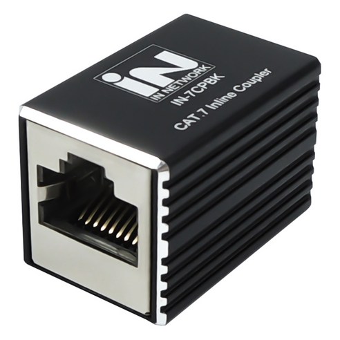 인네트워크 CAT.7 10Gbps FTP 랜 연장 젠더, 블랙(IN-7CPBK), 1개, 30.7mm