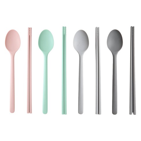르리에 실리콘 수저 4인 세트, 인디핑크, 민트, 연그레이, 딥그레이, 숟가락 4p + 젓가락 4벌, 1세트