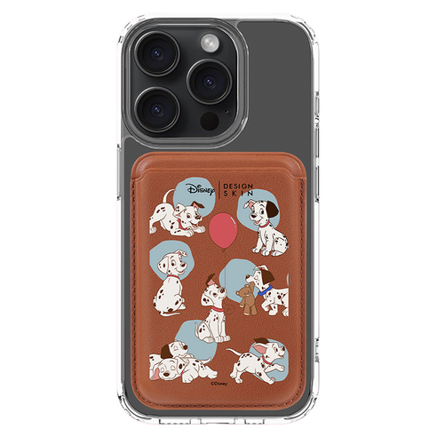 DESIGNSKIN 디즈니 부착형 맥세이프 레더 포켓, 브라운 풍선 달마시안, 1개