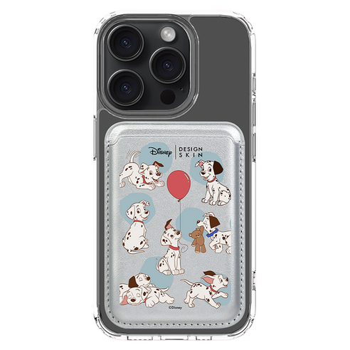DESIGNSKIN 디즈니 부착형 맥세이프 레더 포켓, 실버 풍선 달마시안, 1개