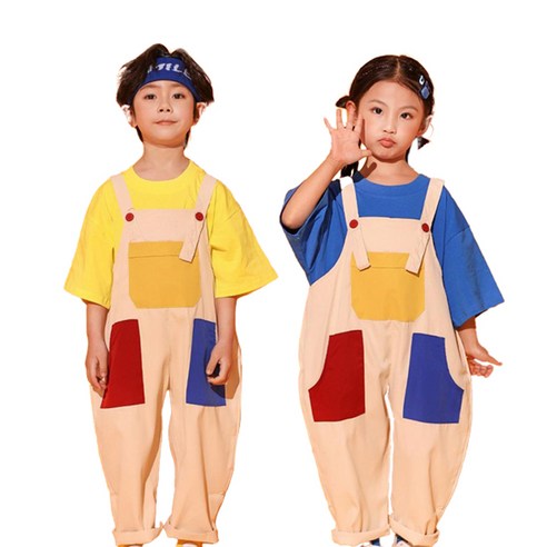 유블리 아동용 서리각 컬러 포인트 멜빵바지