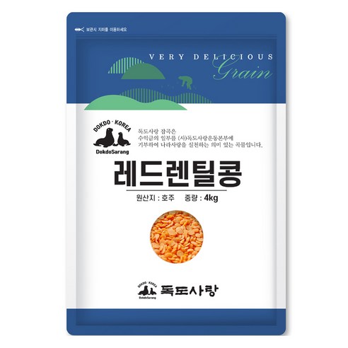 독도사랑 레드렌틸콩, 4kg, 1개