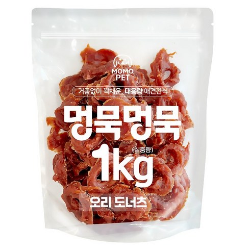 멍묵멍묵 강아지 사사미 육포 대용량 간식, 1개, 1kg, 오리도너츠