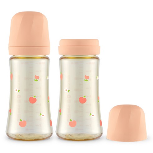 그로미미 유아용 PPSU 스카이벌룬 젖병 트윈팩, 로제 코랄, 300ml, 2개