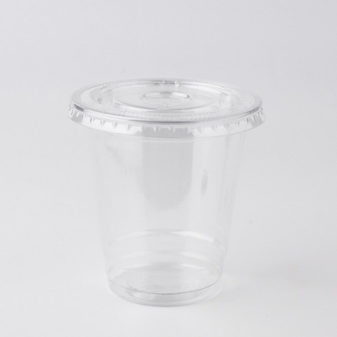 PET 아이스컵 + 평뚜껑 무타공형 세트, 240ml, 50개입, 1세트