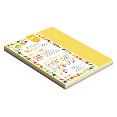 종이문화 스타일리쉬 얇은 혼합색지 12 SN Vivid Tone 80g, B5, 105개