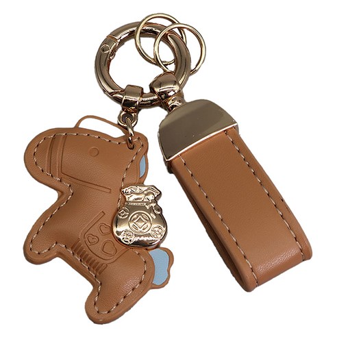 끄레앙 말장식 자동차 키홀더 행운키링 가방장식 AK305, 브라운, 1개