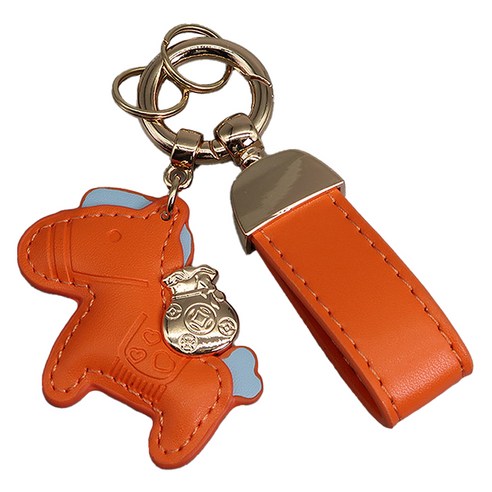 끄레앙 말장식 자동차 키홀더 행운키링 가방장식 AK305, 오렌지, 1개