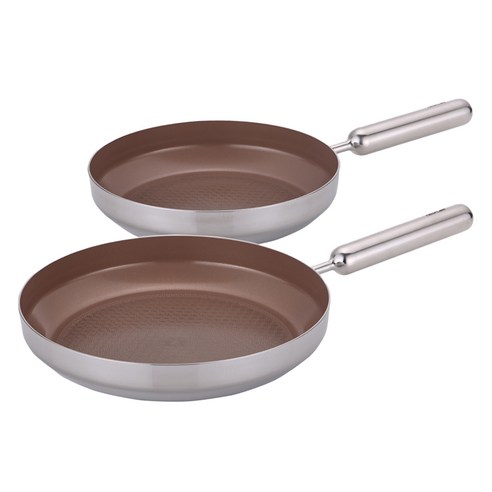네오플램 인덕션 엣지 IH 스텐 프라이팬 2종 세트 2개, 브라운, 1세트, 24cm + 28cm