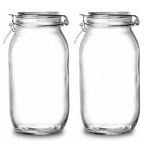 다용도 슬림 밀폐 유리병, 2개, 2.2L