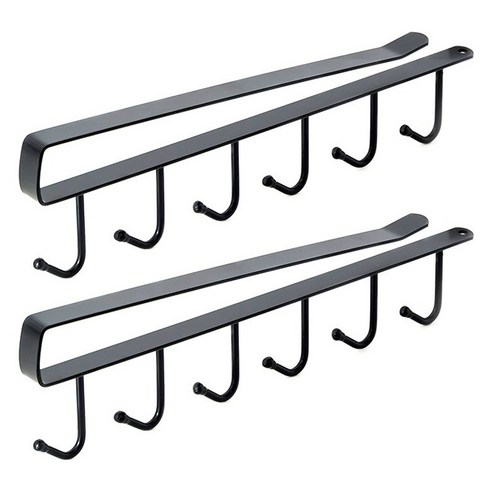 깨비다 무타공 클립형 조리도구걸이, 블랙, 2개