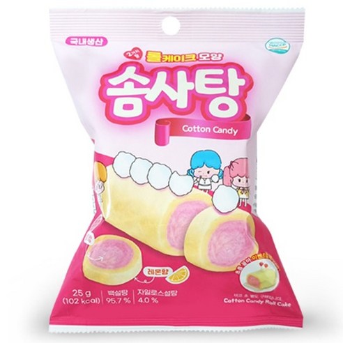 슈가롤리 롤케이크 모양 솜사탕, 10개, 25g