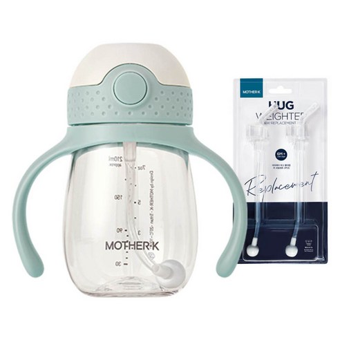 마더케이 허그 추 빨대컵 210ml + 추 빨대 리필 2p 세트, 1세트, 민트