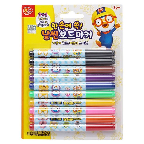 비앤씨 한 손에 쏙 뽀로로 날씬 보드마커, 혼합색상, 1개