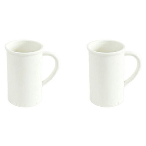 에라토 스탠다드 롱 도자기 손잡이 머그컵 450ml, 화이트, 2개