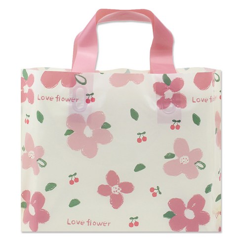 아이엔피 LDPE 손잡이 비닐백 중 35 x 25 cm, 09 핑크플라워, 25개