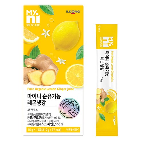 마이니 순유기농 레몬생강 NFC착즙 스틱 14p, 1박스, 210g