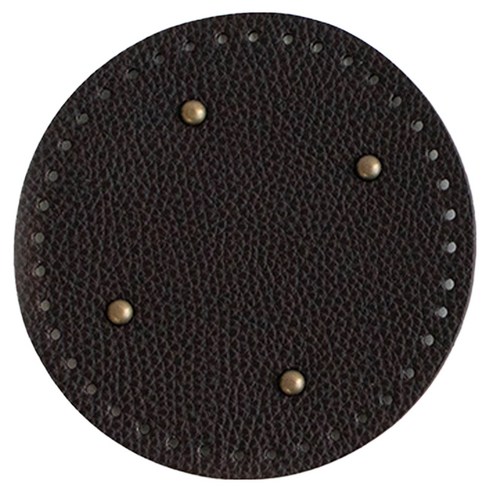 yarna 고급 소꼬발 원형 가죽 바닥 14 x 14 cm, 1개, 다크브라운