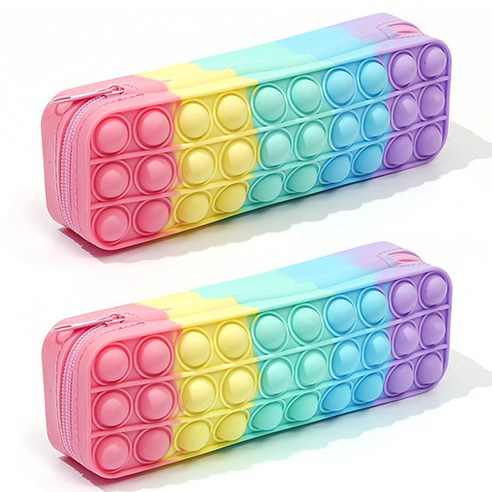 온업 실리콘 팝잇 필통, 무지개, 2개