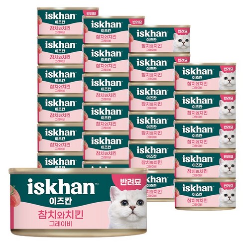 이즈칸 고양이 그레이비 캔 참치와 치킨, 80g, 24개, 혼합맛(참치/치킨)