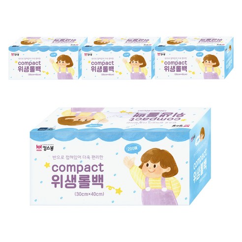 킹스봉 compact 위생롤백 대 30 x 40 cm, 대(L), 200개입, 4개
