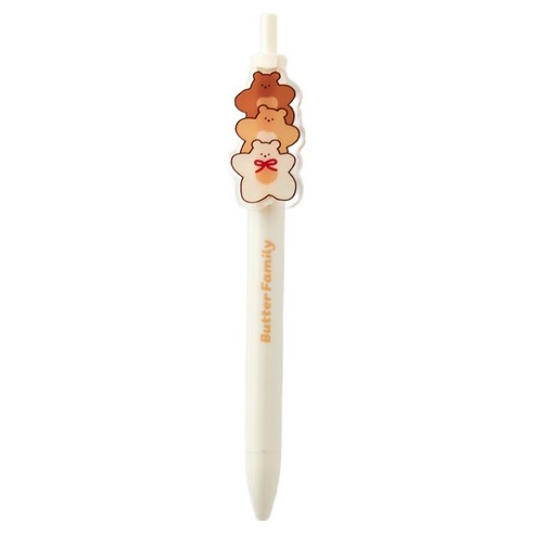 모던하우스 버터샵 애플팜 버터곰 아크릴 와펜 볼펜 블랙 0.5mm, BROWN, 1개