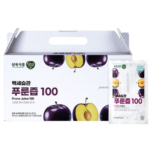 삼육 백세습관 푸룬즙 100, 70ml, 30개