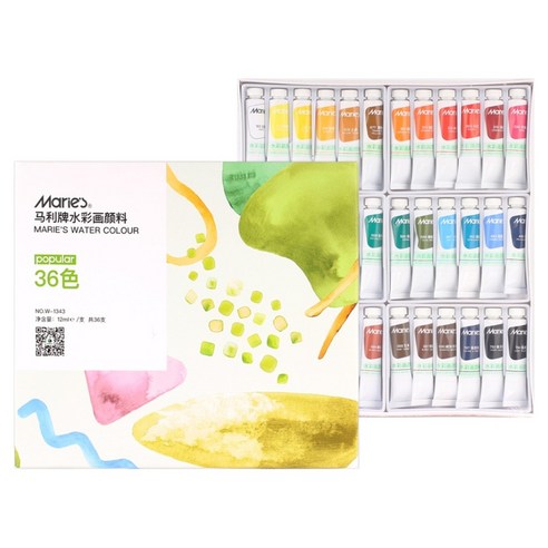 마리에스 시나아트 수채화 물감 W-1343, 12ml, 36색