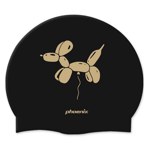 피닉스 디자인 실리콘 수영모 PCS-03, 퍼피벌룬 블랙, 1개