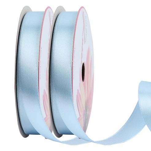 노크원 선물 포장 공단 리본 15mm, 연하늘, 15m, 2개