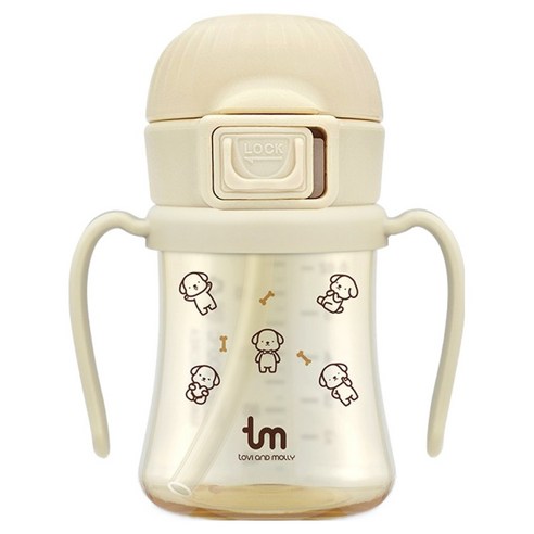 토비앤몰리 PPSU 토비 원터치락 빨대컵 180ml, 1개, 바닐라