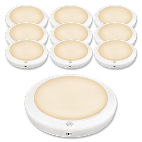 LED 스마트 원형 센서등 15W, 화이트 + 전구색, 10개