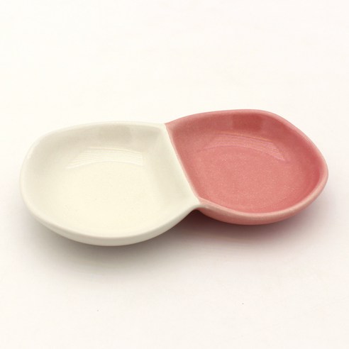 달소금 도자기 2칸 땅콩소스기 14 x 7 x 1.5 cm, 마블핑크(유광), 1개