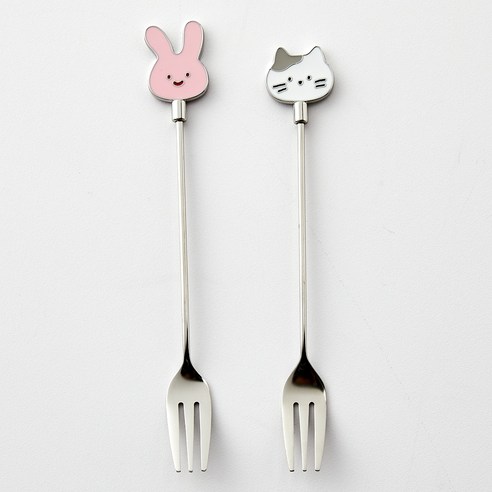 버터 샵 큐티뽀짝 티포크 밀크캣 + 스크래빗 세트, SILVER, 1세트