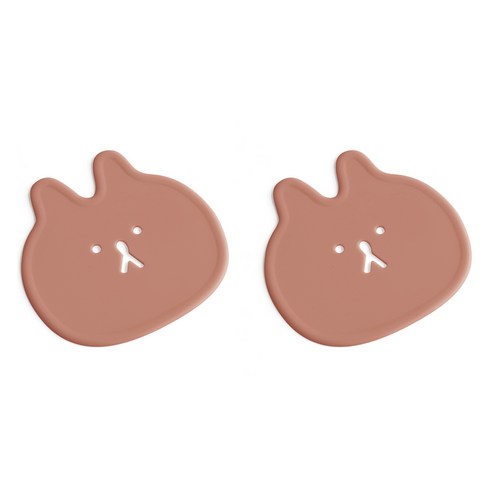 에이드엘 펀칭래빗 실리콘 컵받침, 브릭레드, 2개